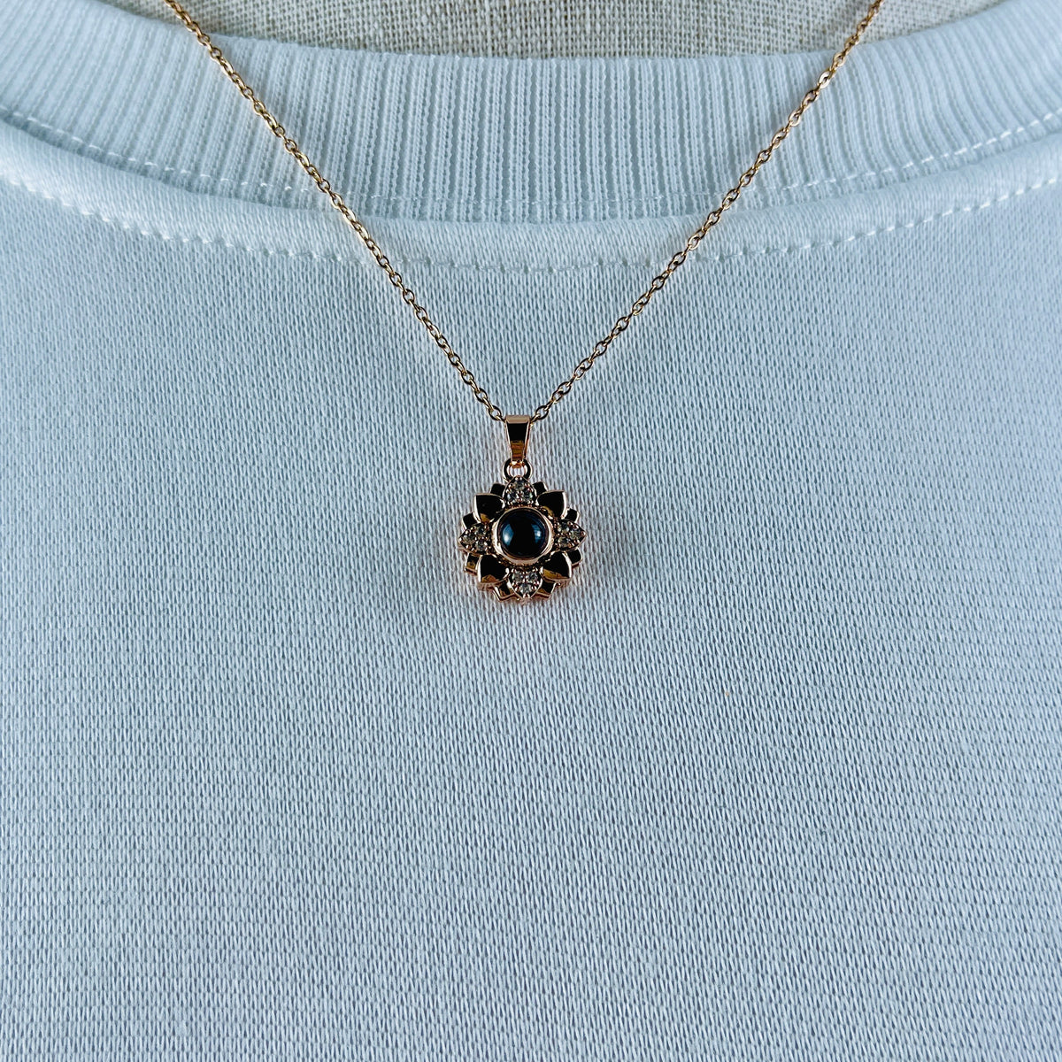 Custom Photo Projection Necklace - Lovely Sunflower Charm 13-Homacus