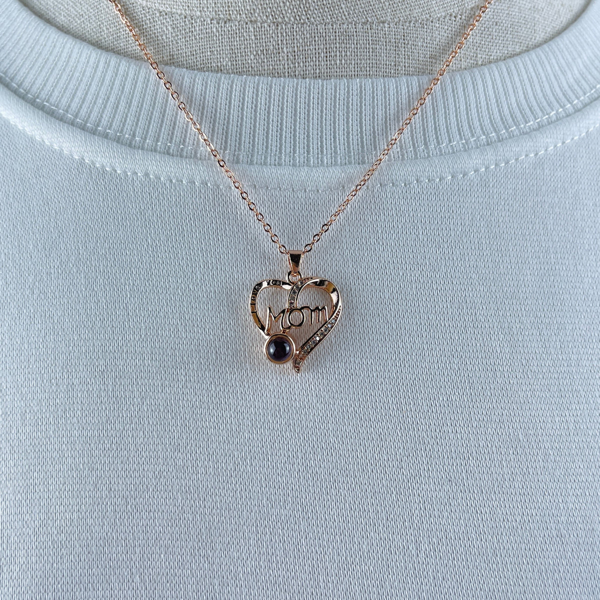 Custom Photo Projection Necklace For Mom, Lovely Heart Charm 50-Homacus