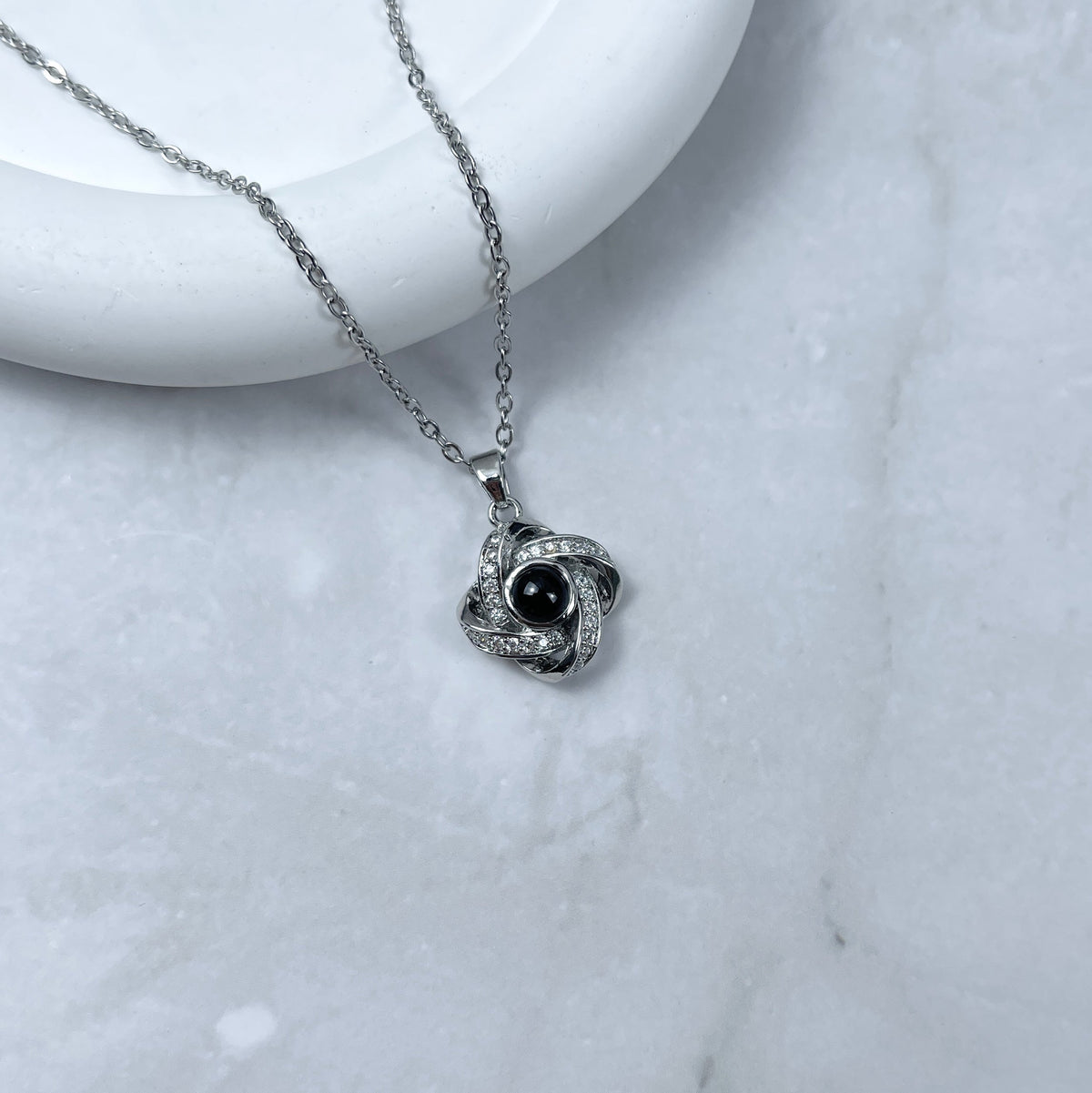 Custom Photo Projection Necklace - Eternal Twirl Charm 40-Homacus