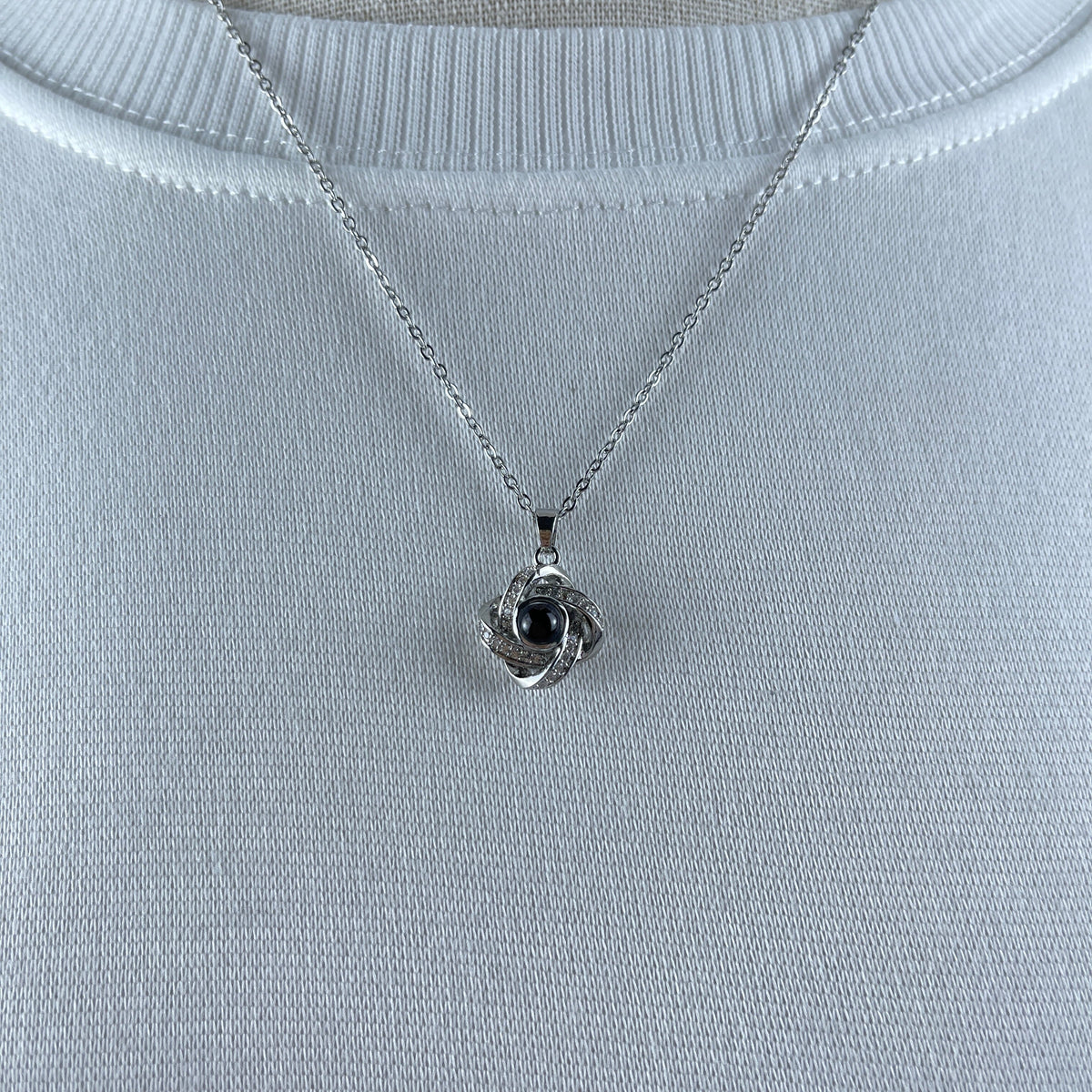 Custom Photo Projection Necklace - Eternal Twirl Charm 40-Homacus