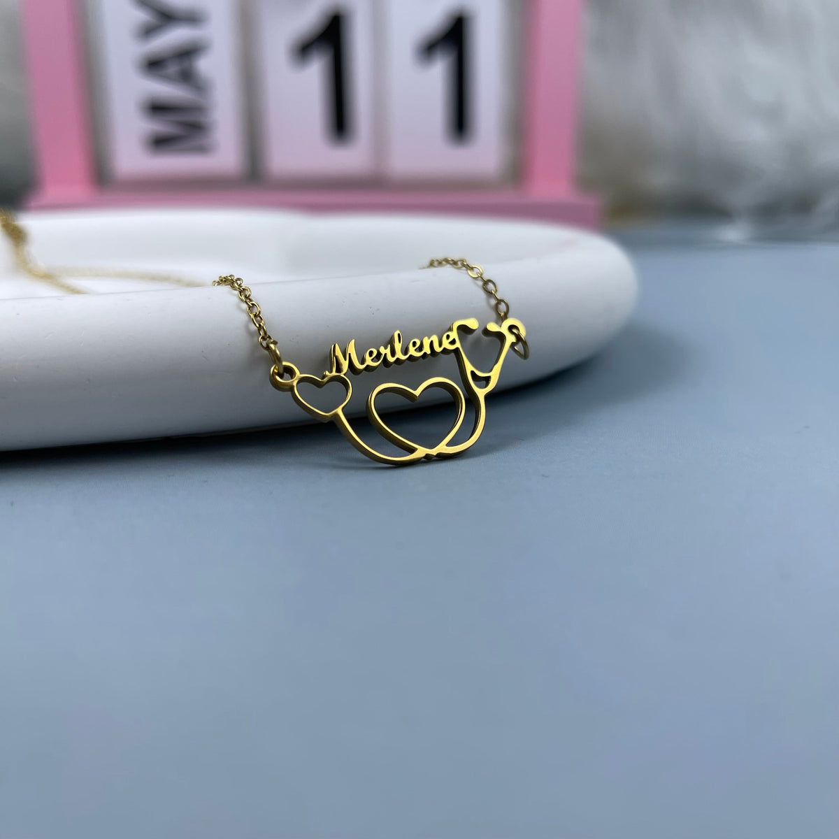 Personalized Name Necklace - Earpiece Tubing Charm 11-Homacus
