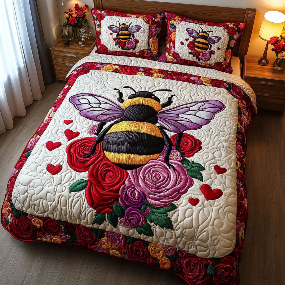 Gifts For Bee Lovers Quilt Bed Set Bee Flower-Homacus