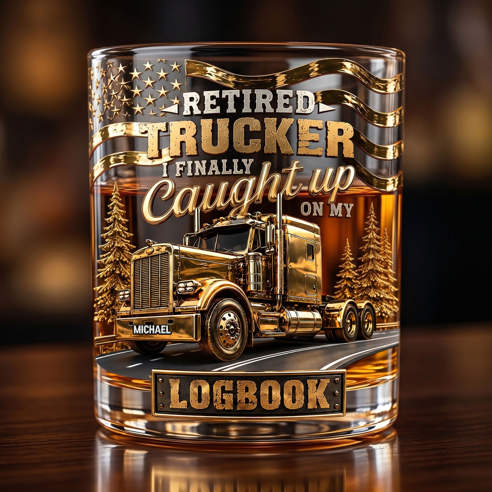 Fun Retired Trucker Round Glass-Personalized Gifts For Trucker 04QHTI240626