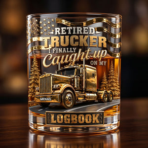 Fun Retired Trucker Round Glass-Personalized Gifts For Trucker 04QHTI240626