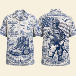 Veteran Celebrate America 250th Anniversary Toile De Jouy Hawaiian Shirt - Personalized Gifts For Veterans 01huti180626