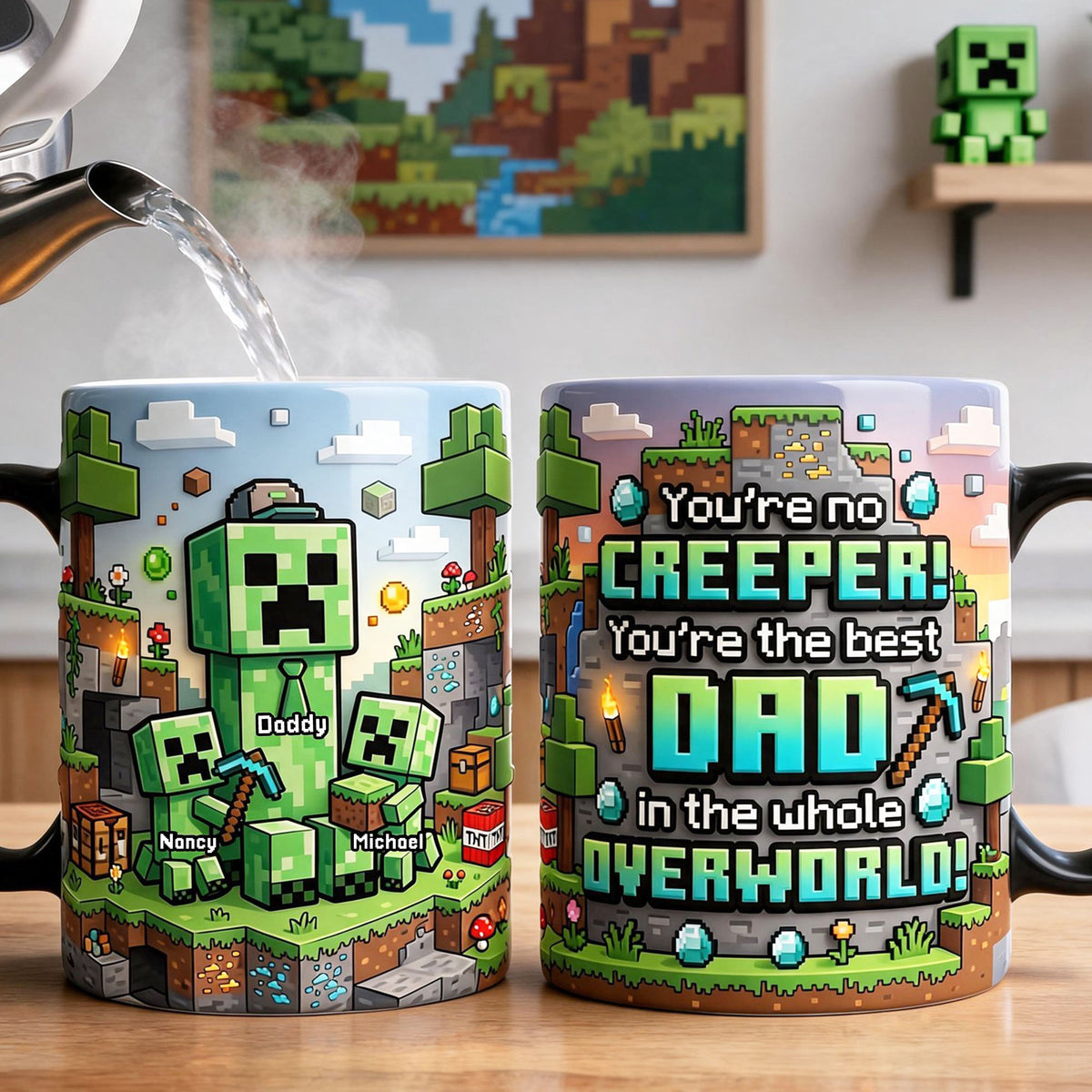 Retro Pixel Builder Dad Magic Mug - Personalized Gifts For Dads 02NATI130526-Homacus