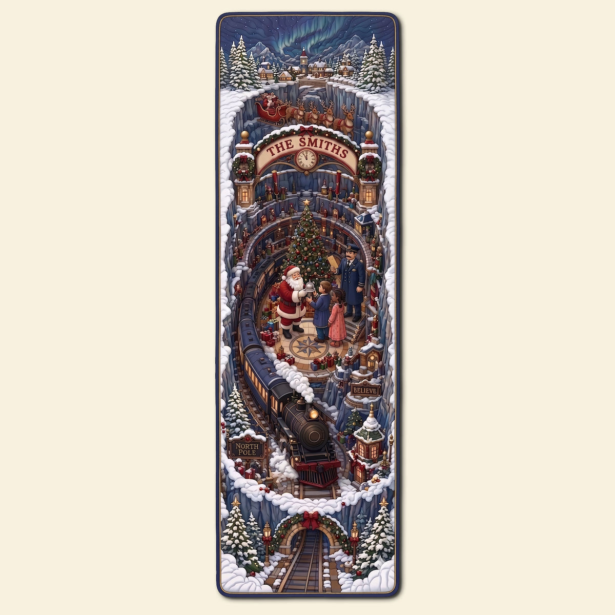Winter Holiday Train Quilted Table Runner Personalized Gifts 04HATI210826-Homacus