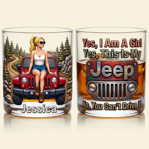 Off-Road Girl 11oz Round Glass - Personalized Gifts For Travel Lover Girl Glass 04HUTI090626