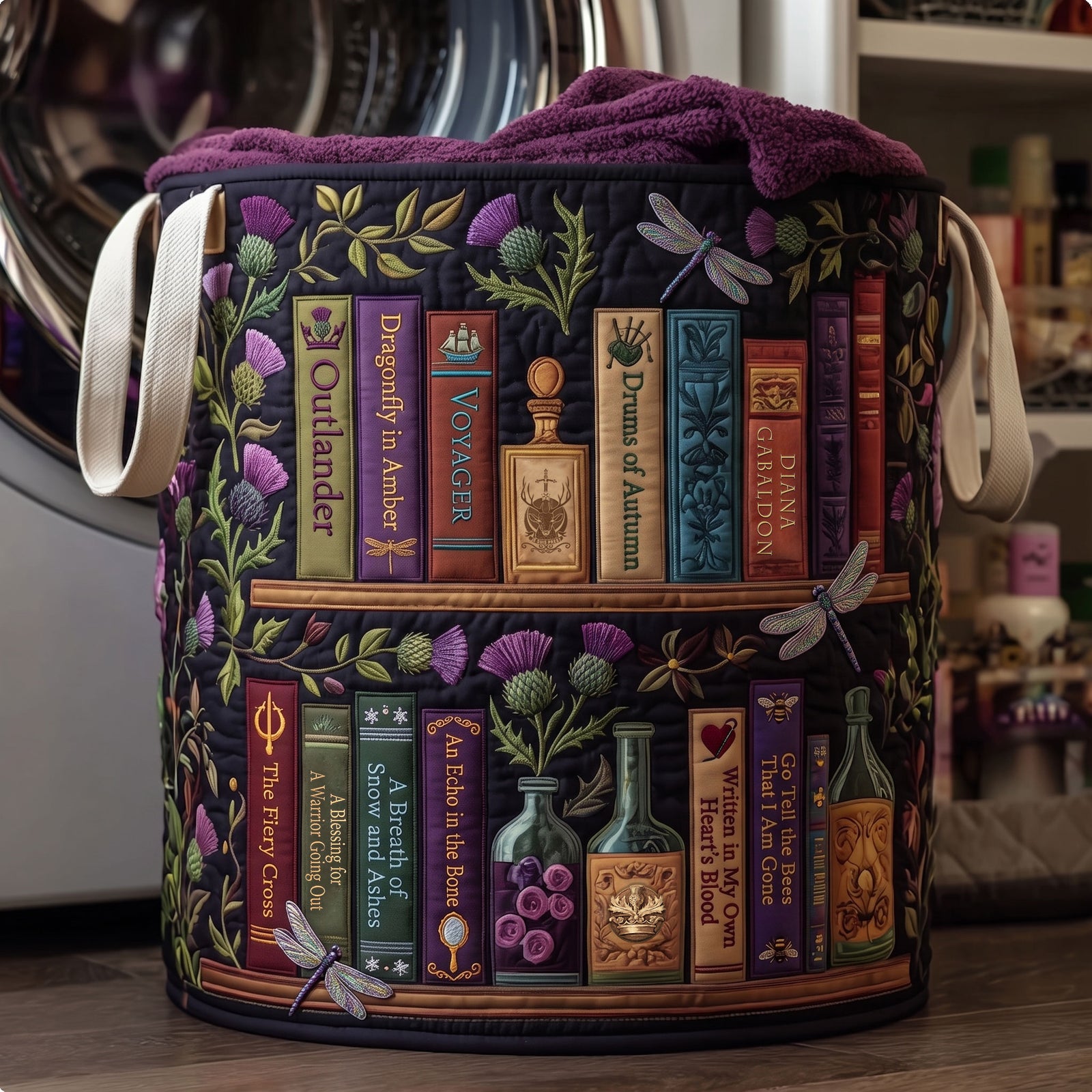 Historical Fiction Collection Quilted Laundry Basket - Personalized Gifts For Book Lovers 03qhti130726-Homacus
