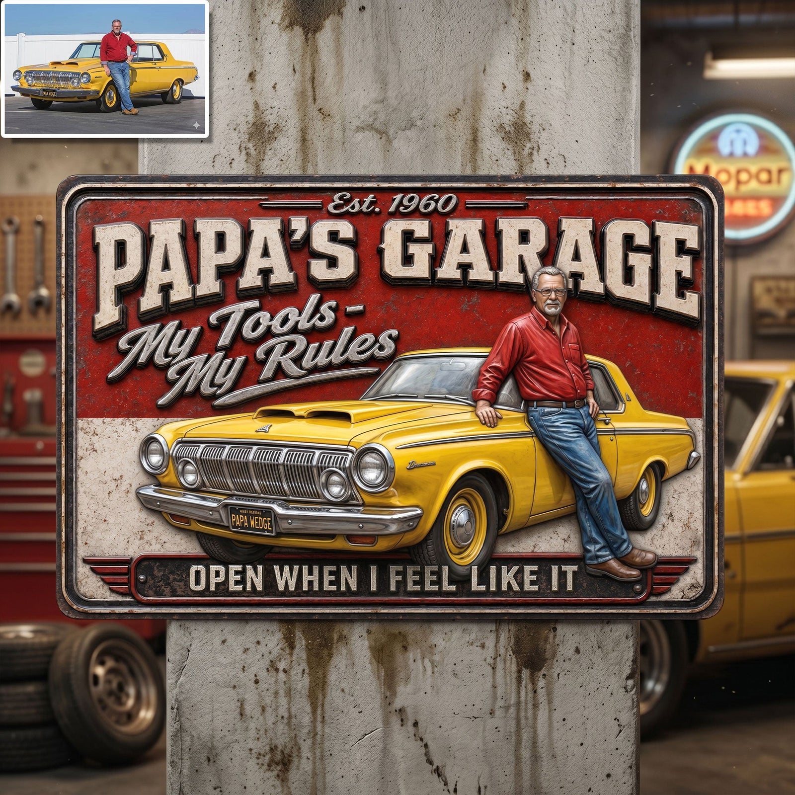 Retro Car Garage Dad Metal Sign - Personalized Custom Photo Gifts For Dads 03HUTI200526-Homacus