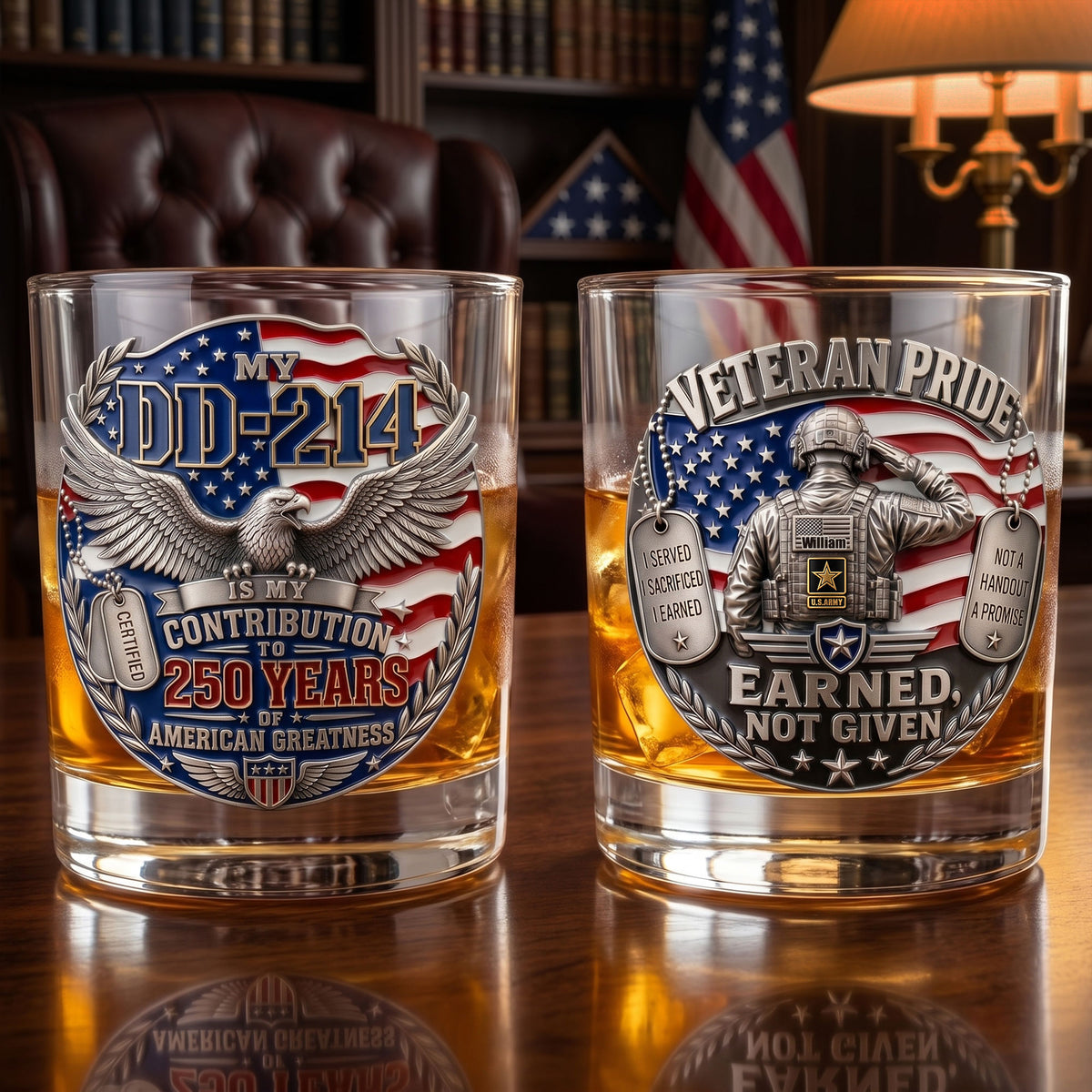 Proud American Veteran Round Glass, Personalized Gifts For Veteran 03qhti100626-Homacus