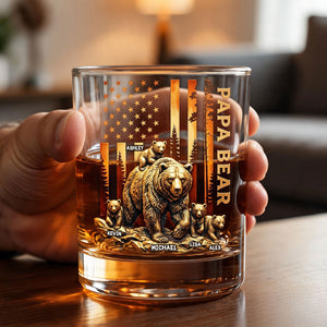 Papa Bear Round Glass - Personalized Gifts For Dad 02nati110526-Homacus