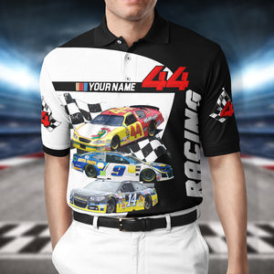 Custom Photo Racing Car Polo Shirt - Racing Car Gift For Racers-Homacus