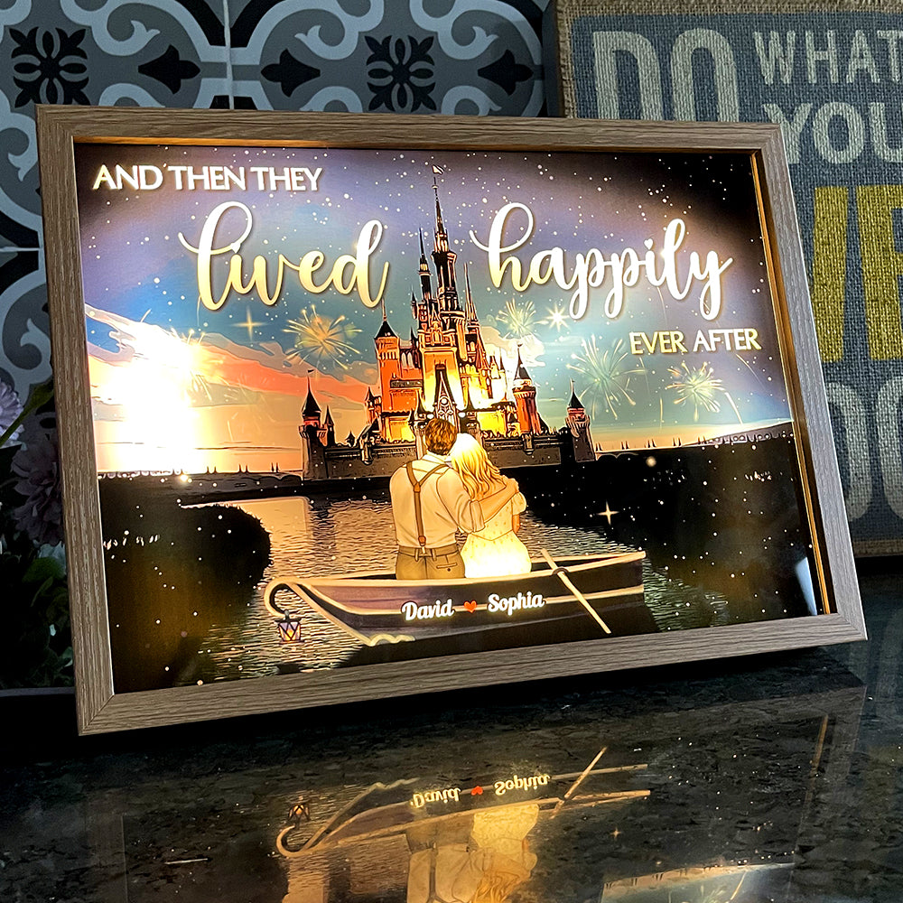 Personalized Light Photo Frame Gifts For Couple Happily Ever After-Homacus