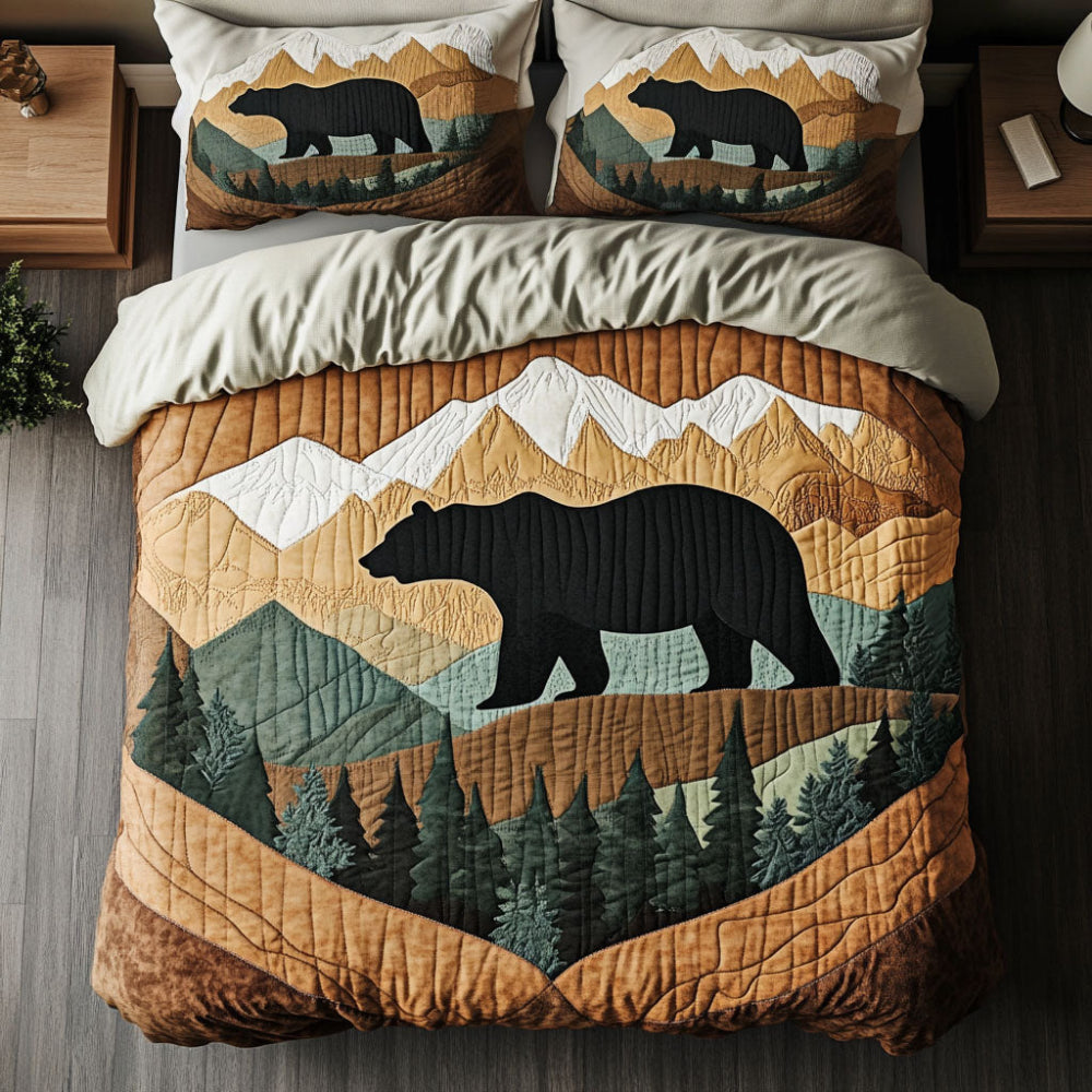 Gifts For Bear Lovers Quilt Bed Set Majestic Bear Mountains-Homacus