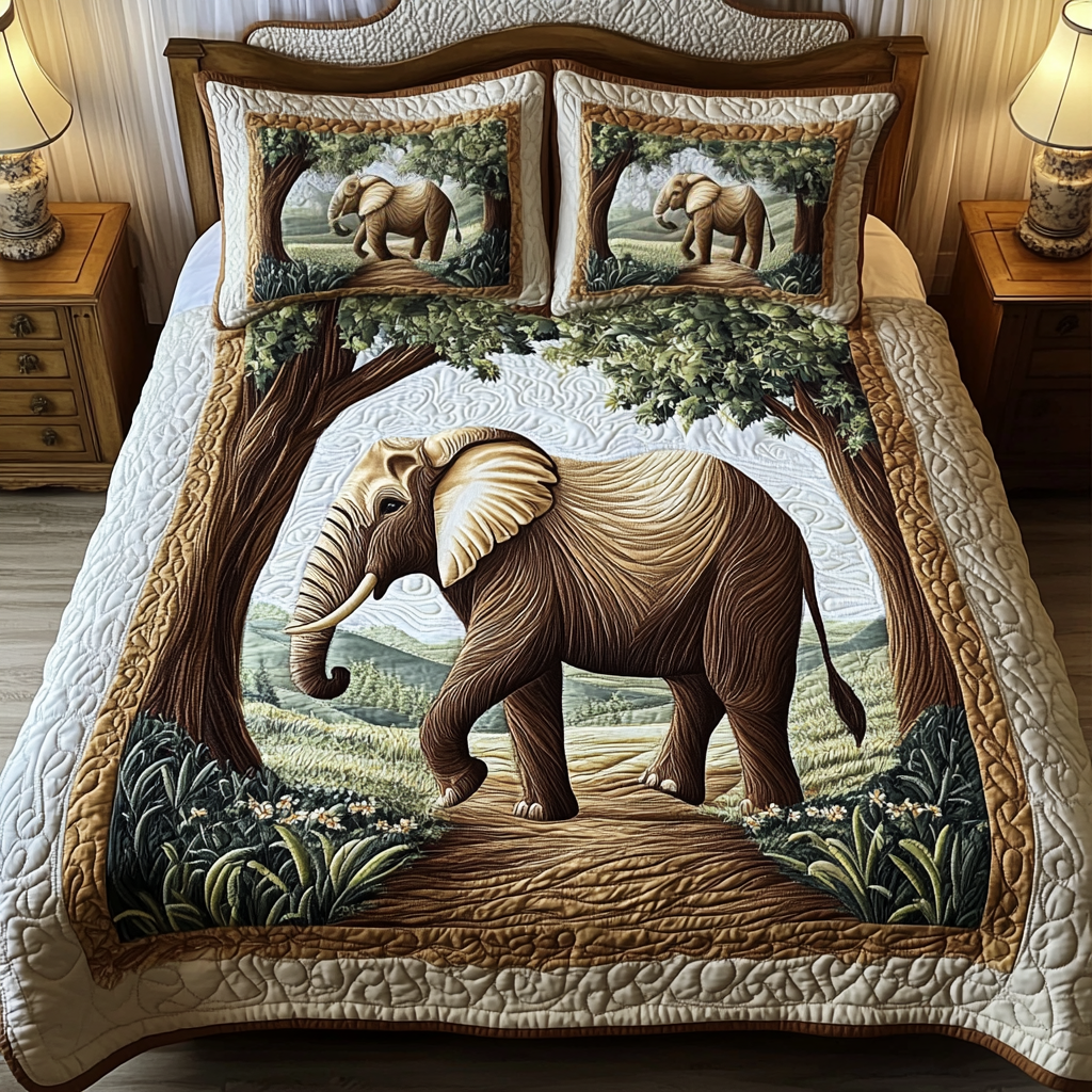 Gifts For Elephant Lover Quilt Bed Set Majestic Tusk-Homacus
