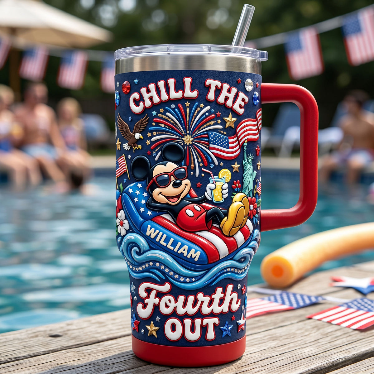 USA Summer Celebration 40oz Tumbler With Handle - Personalized Gifts 04pati190626