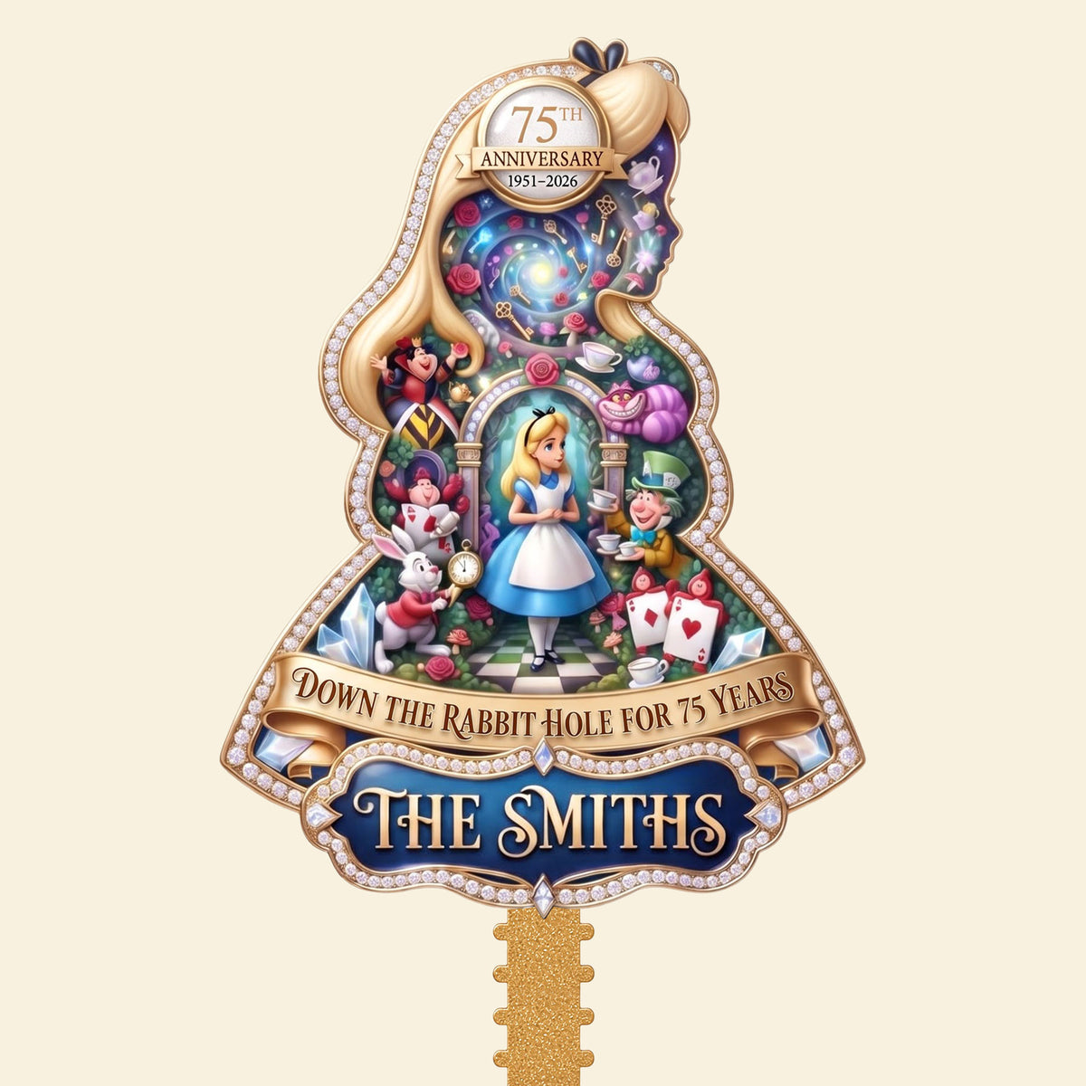 75 Years Down the Rabbit Hole - Personalized Gifts Acrylic Christmas Tree Topper 07HATI061026-Homacus
