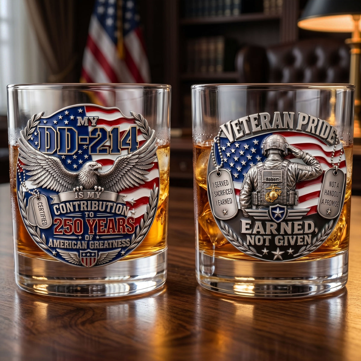 Proud American Veteran Round Glass, Personalized Gifts For Veteran 03qhti100626-Homacus