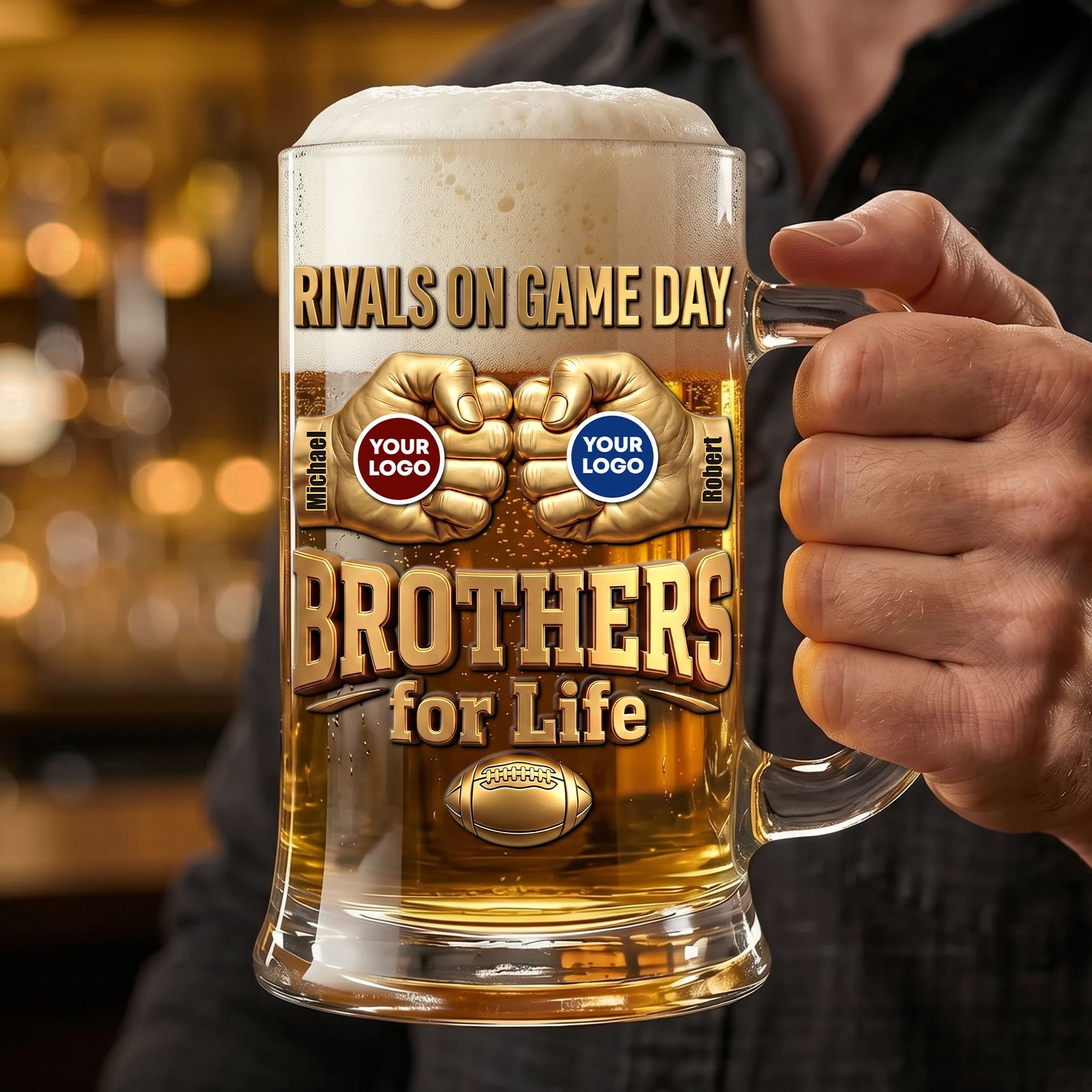 Brotherhood For Life Beer Glass Handle - Gifts For Sport Lovers Friends 01huti090626-Homacus