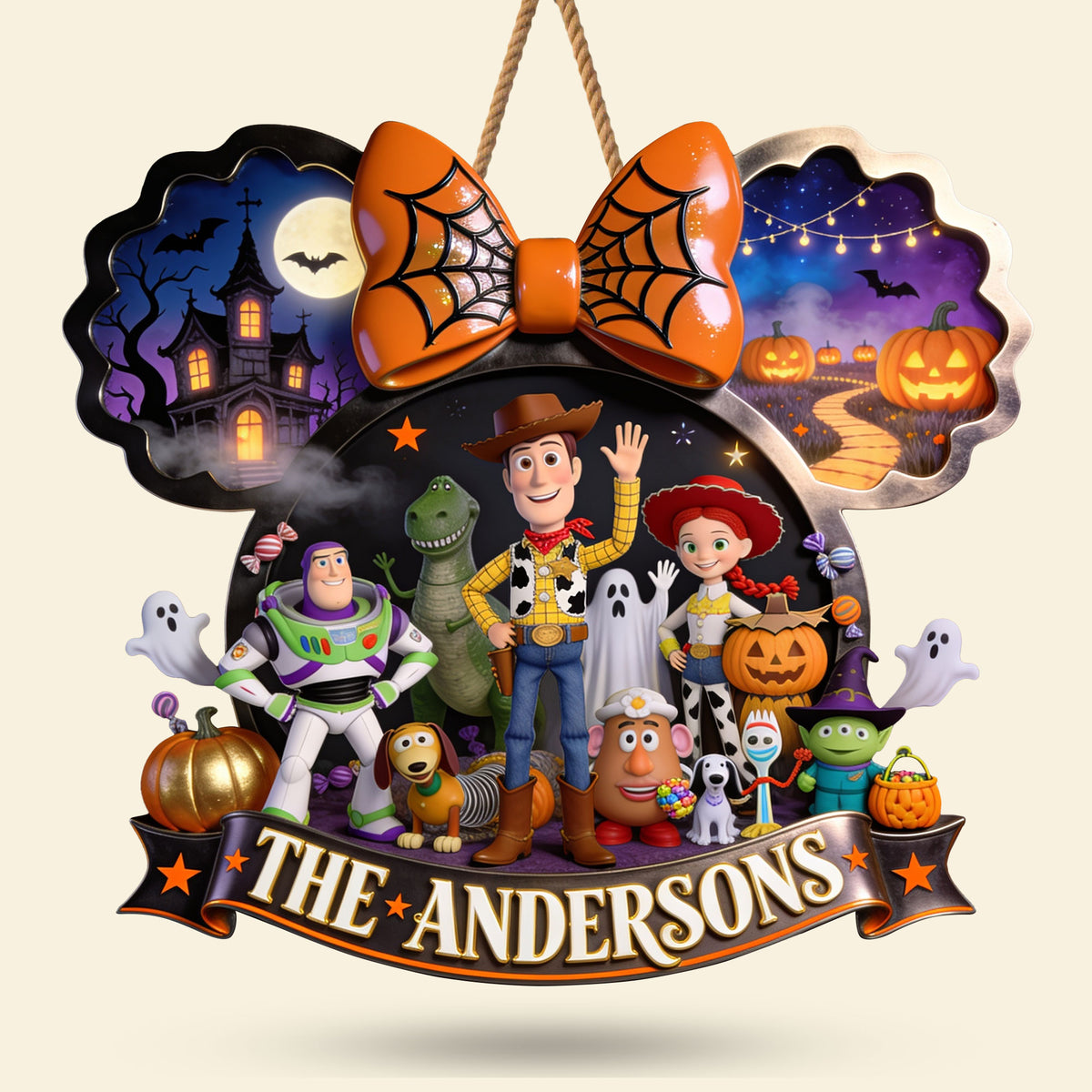 Personalized Spooky Family Wall Hanging Sign – Halloween Gifts For Family 03pgti300726