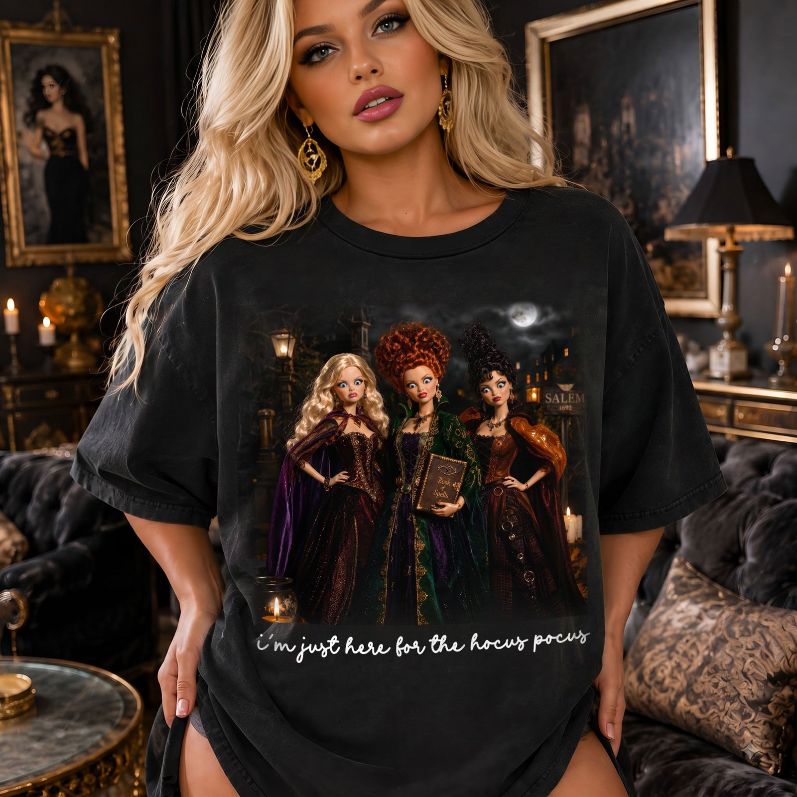 Witchy Halloween Washed Shirt Personalized Gifts For Women 04NATI110826-Homacus