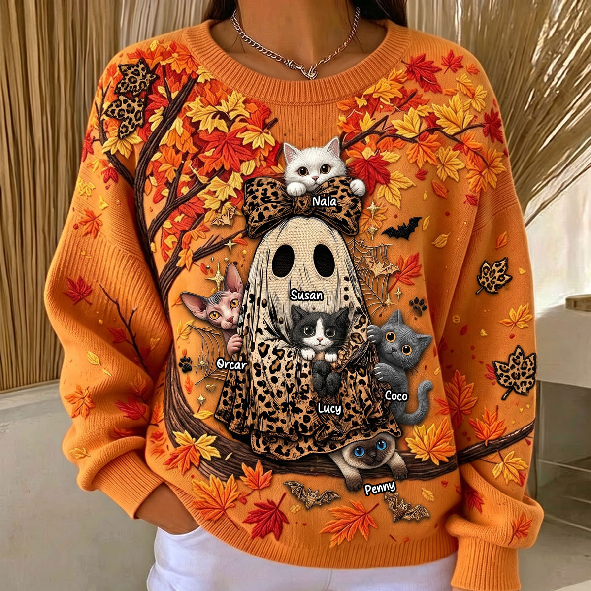 Autumn Boo Jee Cat Sweater - Personalized Gifts For Cat Lovers 04qhti100826-Homacus