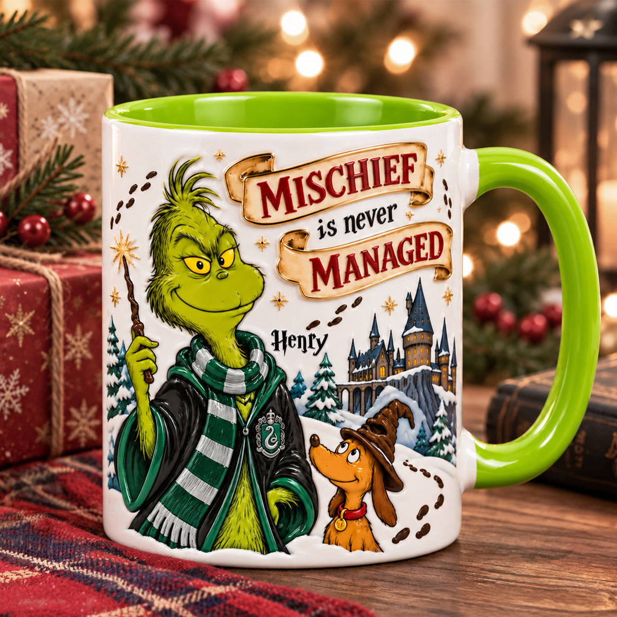 Furry Mischief In A Winter Fantastical World Accent Mug - Personalized Christmas Gifts 01huti171026-Homacus