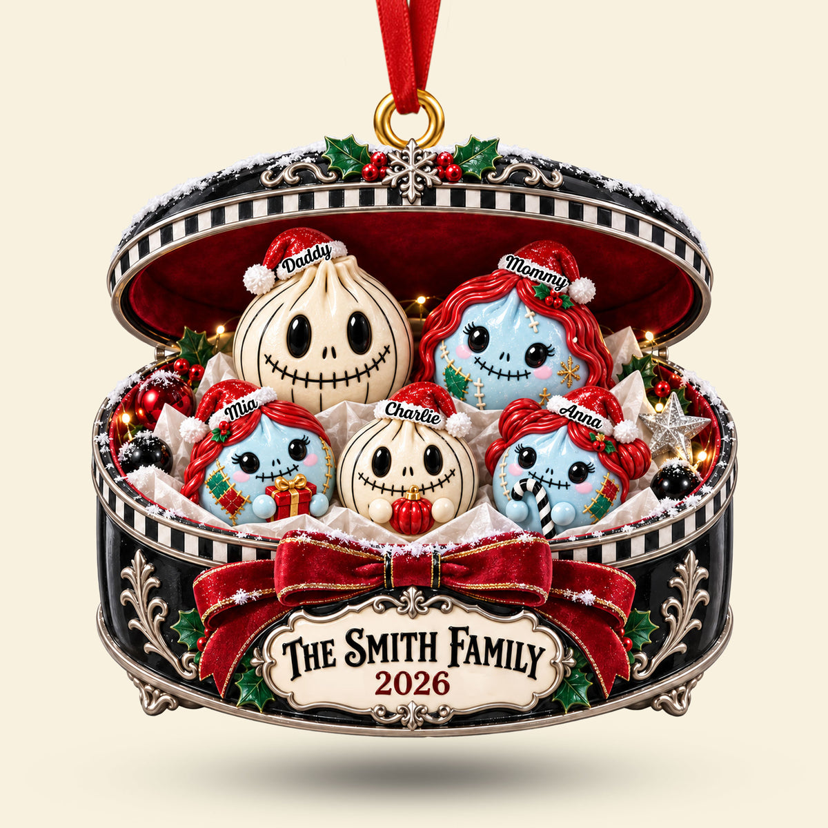 Cute Spooky Dumpling Family Acrylic Ornament - Personalized Christmas Gifts For Family 02tyti011026