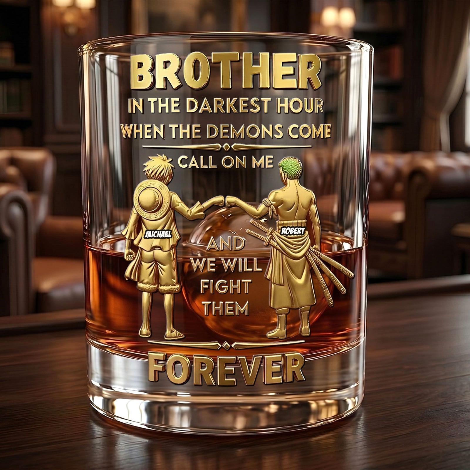 Anime Adventure Brother Round Glass - Personalized Gifts For Brothers 04ohti030626-Homacus