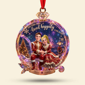 Happy Engagement Ring Ornament, Personalized Gifts For Couple 03qhti040926