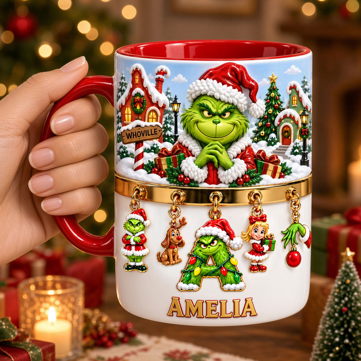 Holiday Mischief Alphabet Accent Mug - Personalized Christmas Gifts 01TYTI230926-Homacus