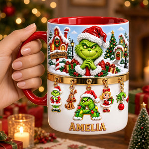 Holiday Mischief Alphabet Accent Mug - Personalized Christmas Gifts 01TYTI230926-Homacus