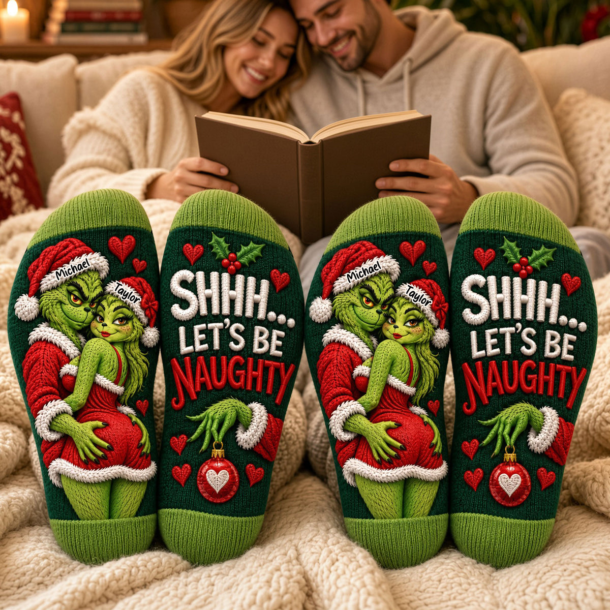 Furry Naughty Couples Middle Tube Socks - Personalized Christmas Gifts For Couples 01ohti220926