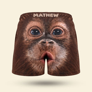 Cute Monkey Face Men's Beach Shorts - Personalized Gift For Him 03QHTI210926