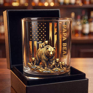 Papa Bear Round Glass - Personalized Gifts For Dad 02nati110526-Homacus