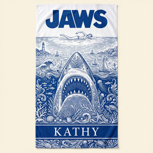 Ancient Shark Toile De Jouy Beach Towel, Personalized Gifts 03qhti180726-Homacus