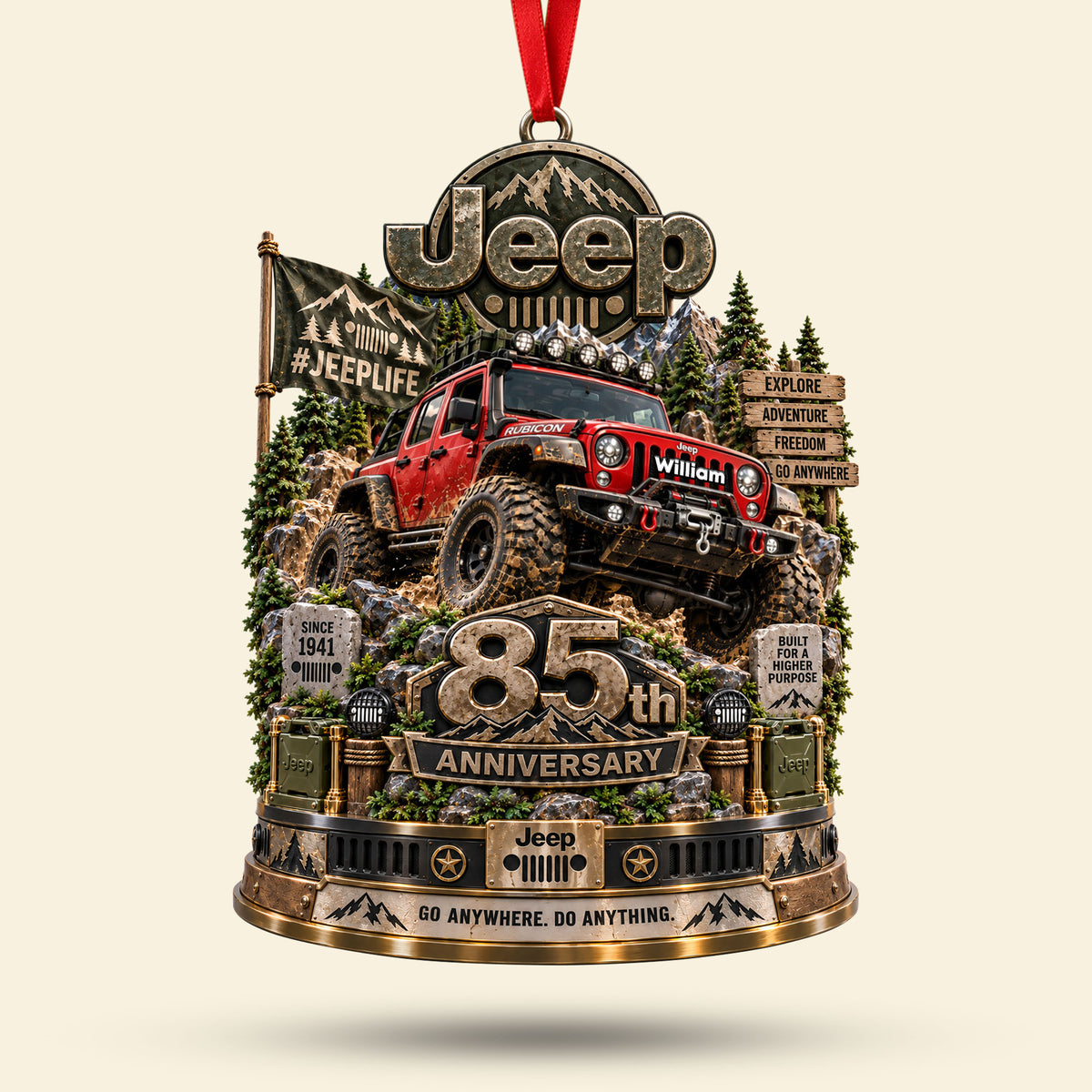 85th Anniversary Mountain Trail Car Ornament - Personalized Gift For Off-road Lovers 05OHTI210926