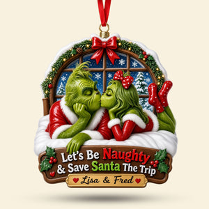 Let's Be Naughty Christmas Ornament - Personalized Gifts For Couple 02HUTI270826