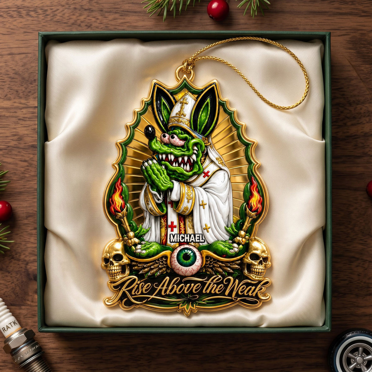 Fun Rat Fink Saint Ornament - Persoalized Gifts For Hot Rod Lovers 01qhti140826