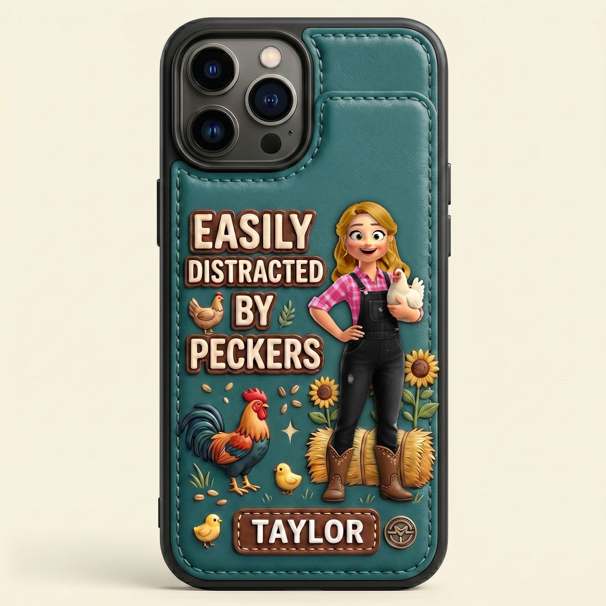Farm Chicken Girl Leather Flip Wallet Phone Case Personalized Gifts For Girl 05NATI010626-Homacus