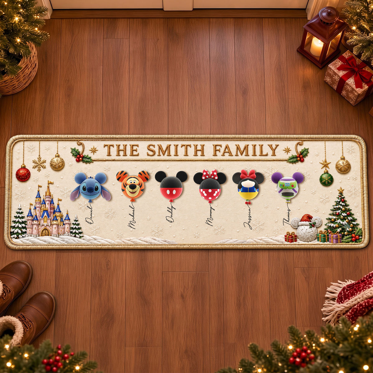 Magical Balloon Family Runner Rug Personalized Christmas Gifts 03OHTI050926