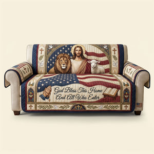 God Bless This Home And All Who Enter Quilted Sofa Cover - Personalized Gifts For Family 03huti220626-Homacus