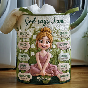 Lovely Birth Flower Quilted Laundry Basket - Personalized Gifts For Girls 05qhti170726-Homacus