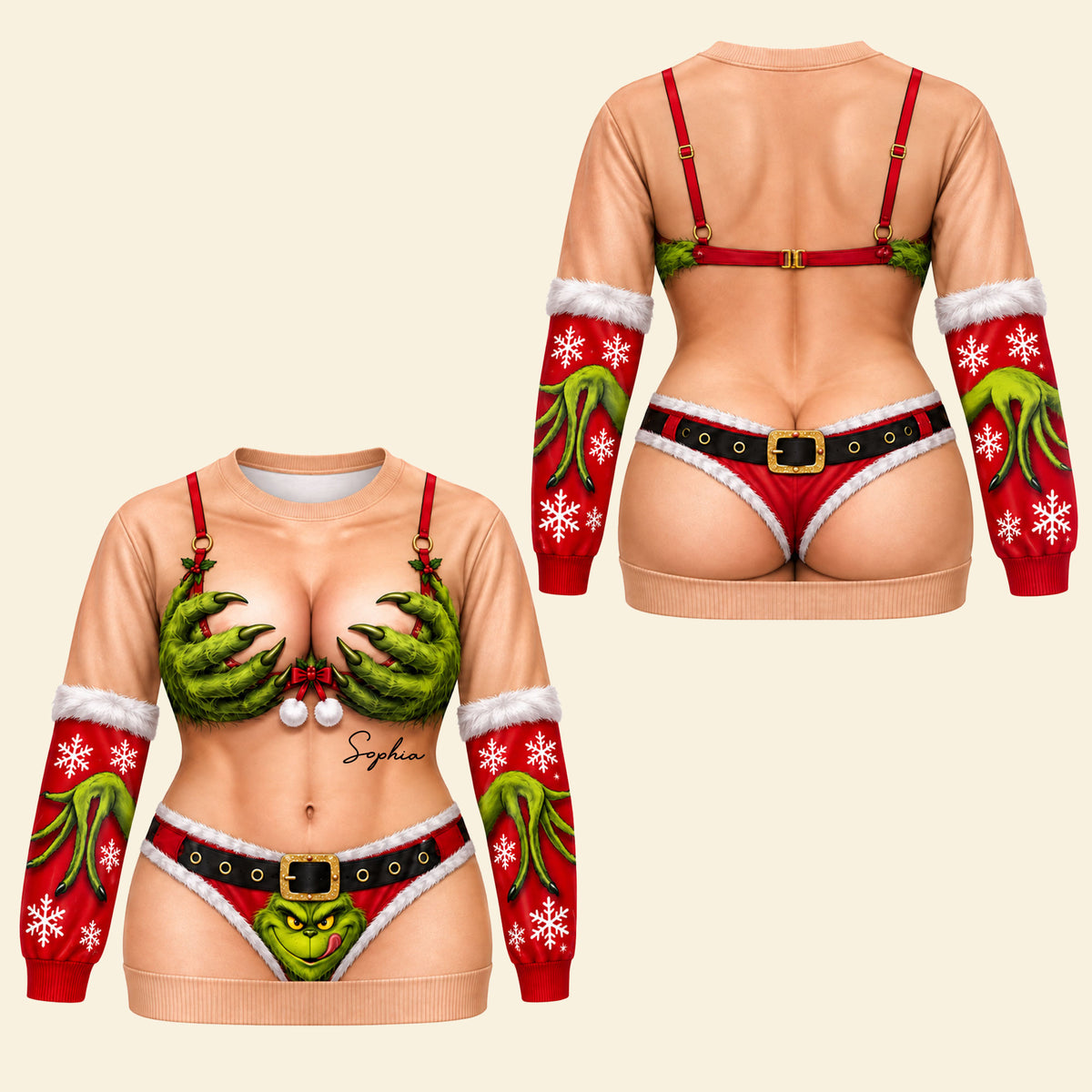 Funny Naughty Hand Ugly Sweater - Personalized Gift For Christmas 05HATI221026-Homacus