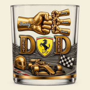 Speed Sport Fans Dad And Kids Fist Bump 11oz Round Glass - Personalized Gifts For Father's Day Glass 03NATI010626-Homacus