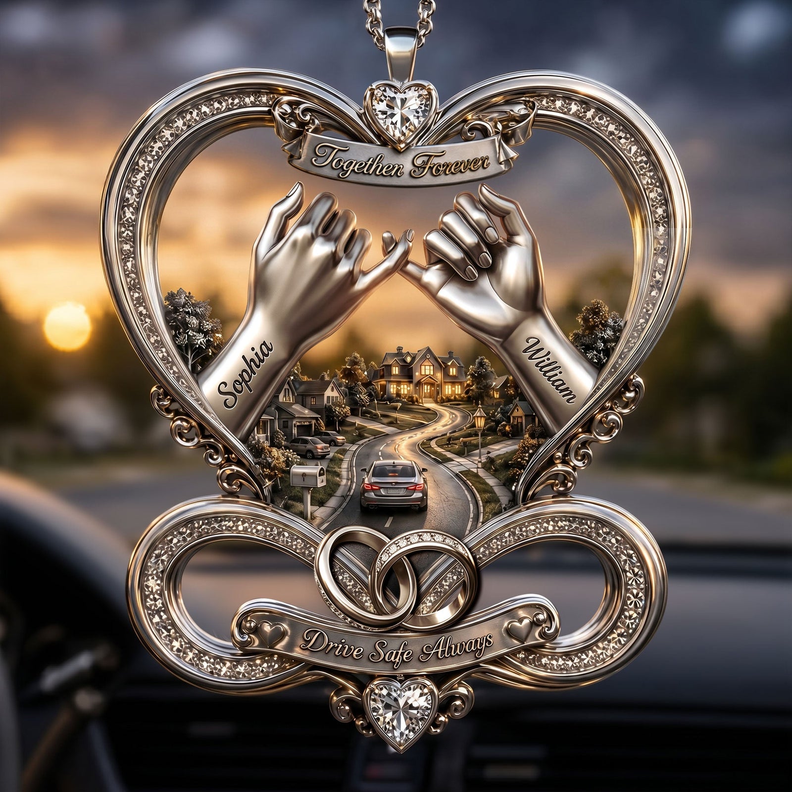 Infinity Love Car Ornament - Personalized Gifts For Couple 05pati100626-Homacus