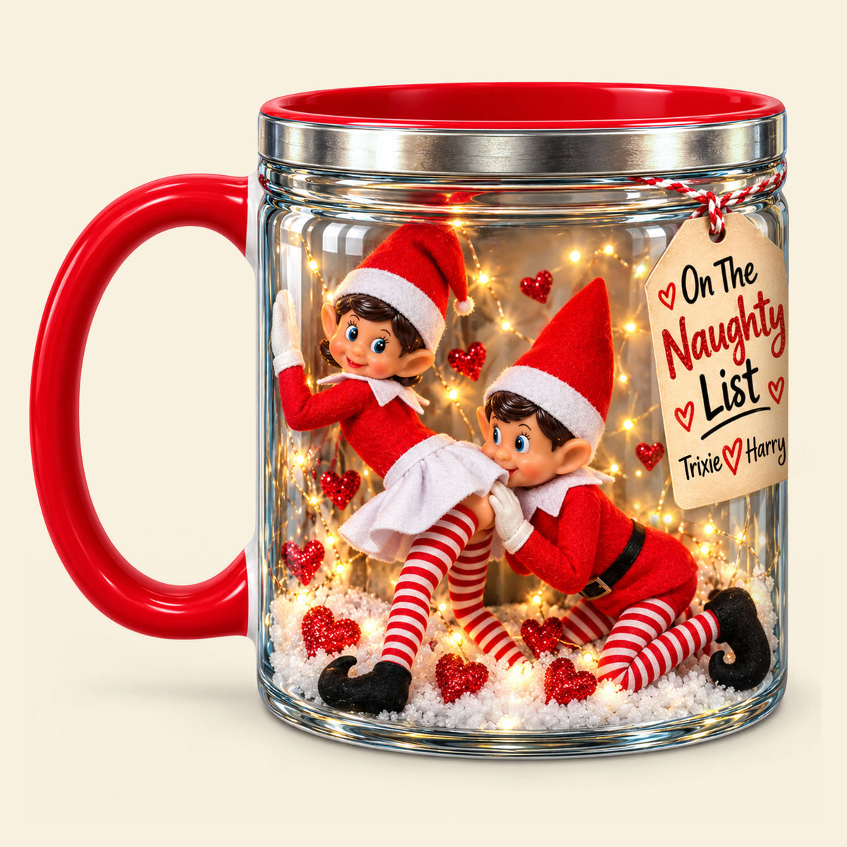 Cheeky Couple Christmas Red Accent Coffee Mug - Personalized Gifts For Couple 04huti211026