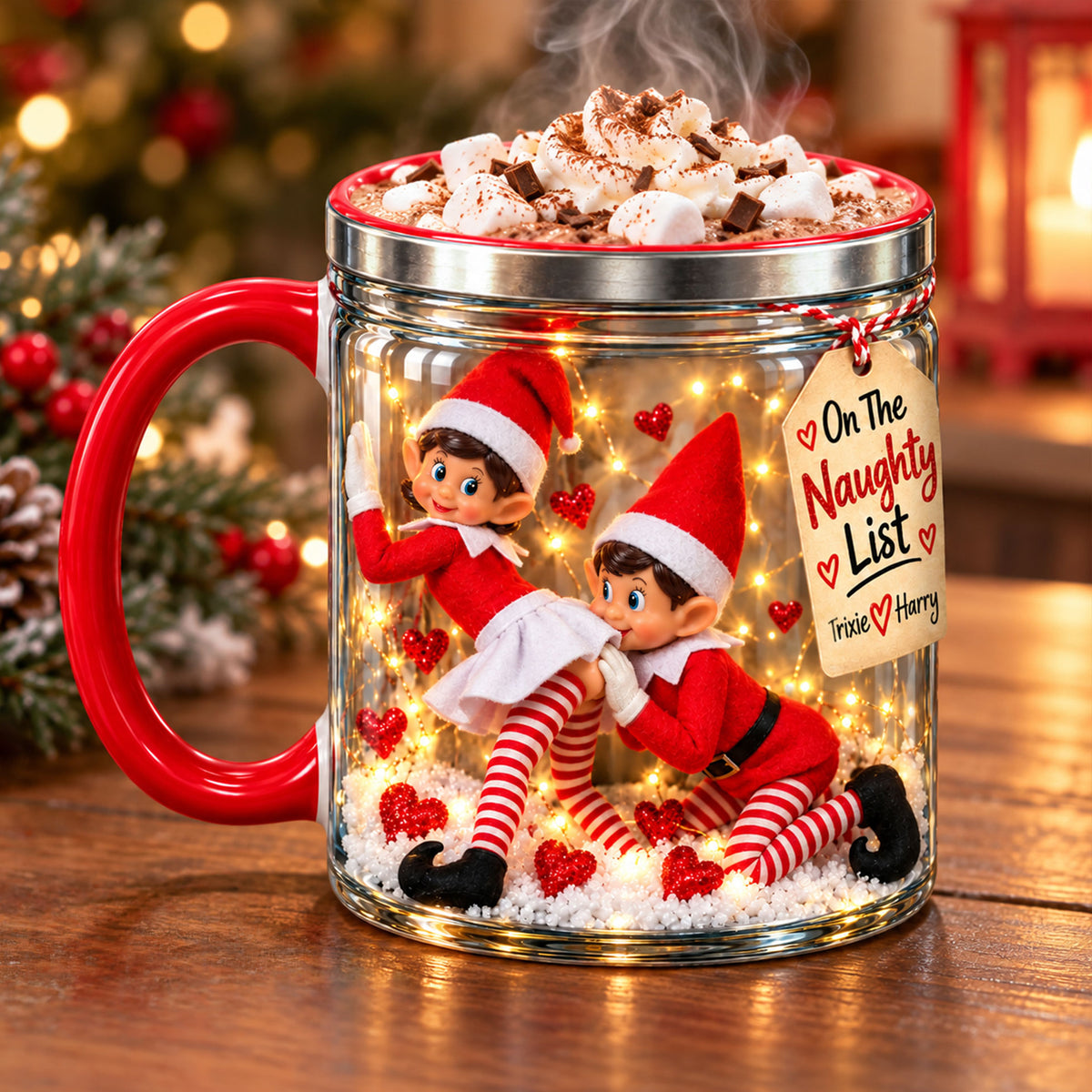 Cheeky Couple Christmas Red Accent Coffee Mug - Personalized Gifts For Couple 04huti211026