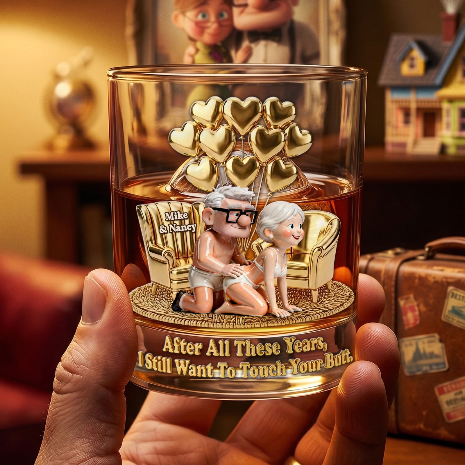 Funny Old Couple Round Glass - Personalized Gifts For Couple 05OHTI040626-Homacus